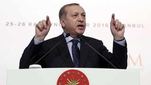 Президент Турции Реджеп Эрдоган во время выступления в Стамбуле
