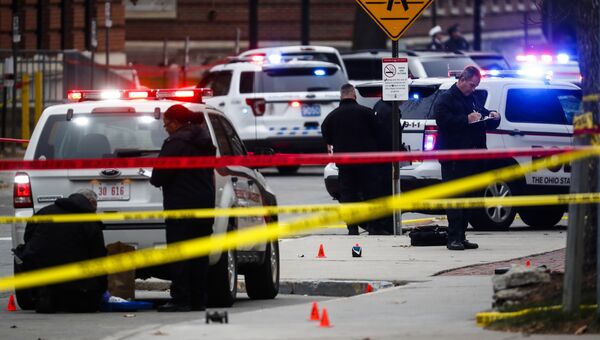 Криминалисты на месте наезда автомобиля на группу людей в Университете штата Огайо. 28 ноября 2016