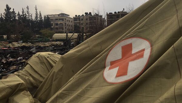 Мобильный госпиталь Министерства обороны РФ в Алеппо после обстрела. Архивное фото