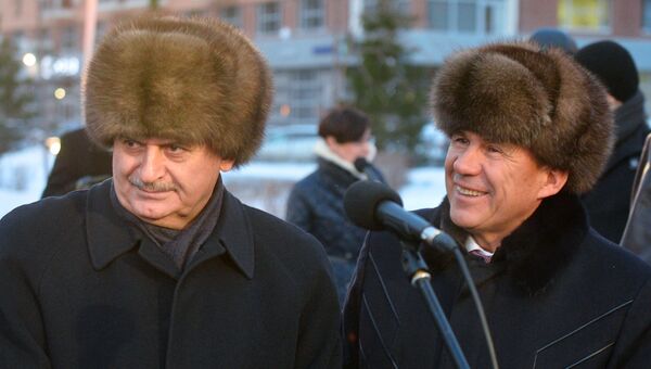 Премьер-министр Турецкой Республики Бинали Йылдырым и президент Республики Татарстан Рустам Минниханов в Казани. 7 декабря 2016