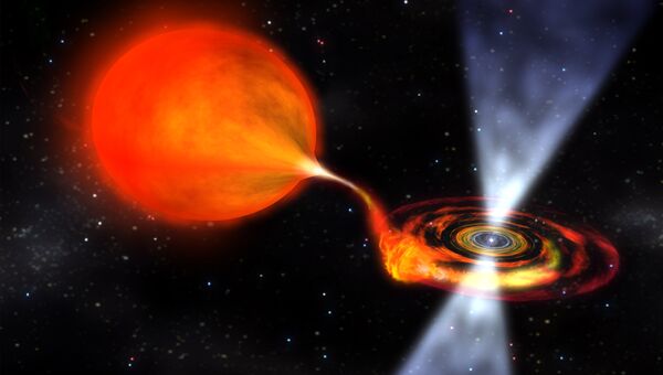 Миллисекундный пульсар высасывает материю из звезды-компаньона