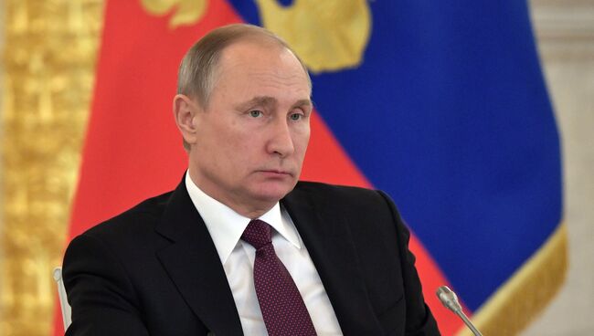 Президент России Владимир Путин на заседании Совета по развитию гражданского общества и правам человека. Архивное фото