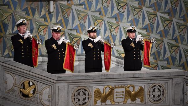 Музыканты выступают на церемонии вручения Нобелевской премии мира в Осло. Архивное фото