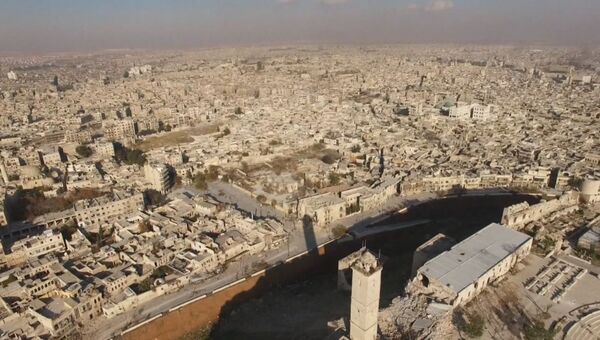Районы вокруг цитадели в Алеппо после освобождения от боевиков. Съемка с дрона
