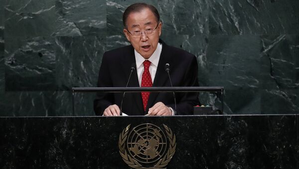 Генеральный секретарь ООН Пан Ги Мун в Нью-Йорке. 12 декабря 2016 года