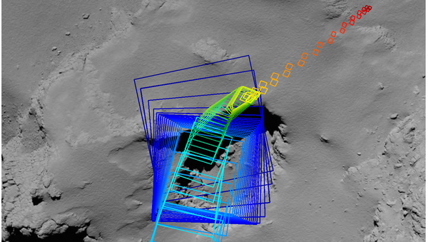 Траектория падения «Розетты», восстановленная инженерами ЕКА по фотографиям зонда