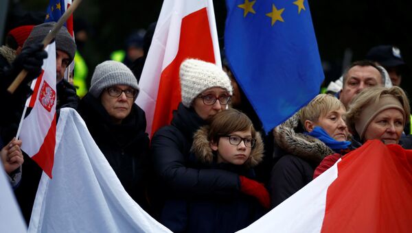 Акция протеста оппозиции в Польше