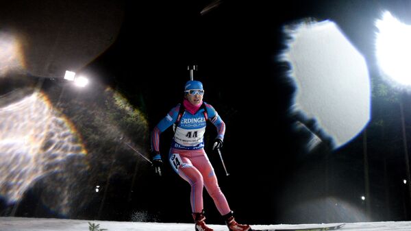 Екатерина Глазырина на дистанции спринтерской гонки на третьем этапе Кубка мира