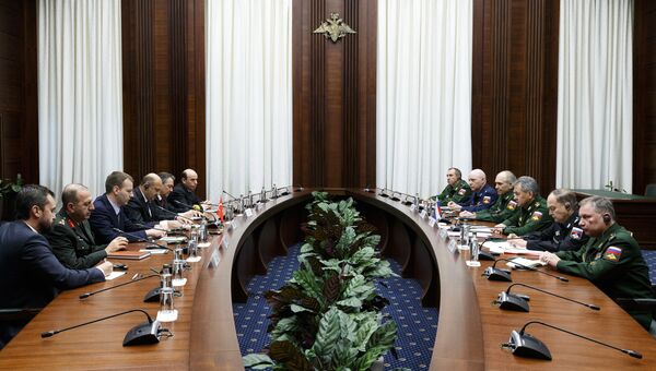 Министр обороны РФ Сергей Шойгу во время встречи в Москве с министром национальной обороны Турции Фикри Ышиком. 20 декабря 2016