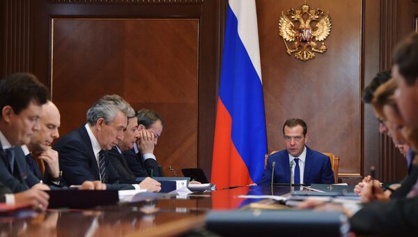 Председатель правительства РФ Дмитрий Медведев проводит в подмосковной резиденции Горки заседание наблюдательного совета Внешэкономбанка. 21 декабря 2016
