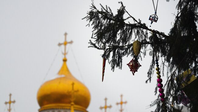 Новогодняя ёлка на Соборной площади Кремля в Москве. Архивное фото