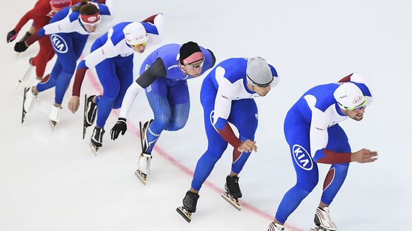 Тренировка сборной России по конькобежному спорту в спортивном центре Коломна