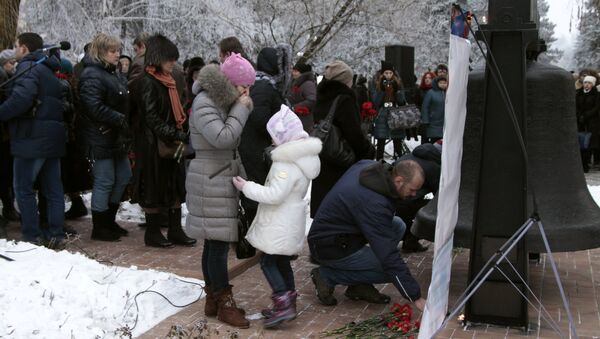 Траурный митинг в Донецке по погибшим пассажирам самолета Ту-154. 25 декабря 2016