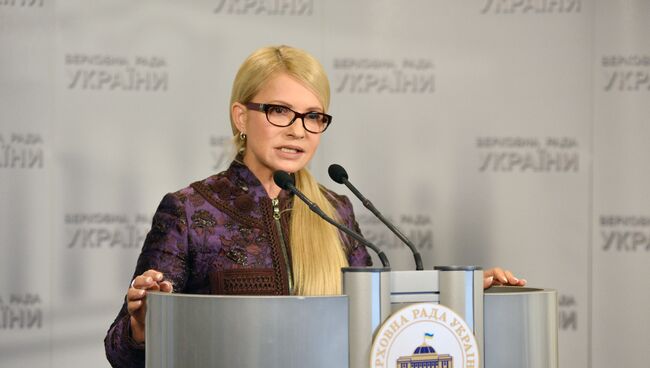 Лидер фракции ВО Батькивщина Юлия Тимошенко на заседании Верховной рады Украины в Киеве