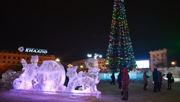 Новогодняя елка в центре Хабаровска. Архивное фото