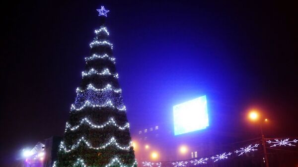 Главная новогодняя елка ДНР на площади Ленина в Донецке. Архивное фото