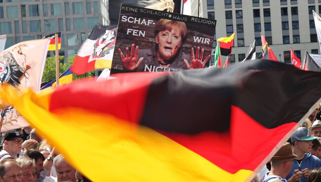 Акция протеста против политики Ангелы Меркель в Берлине. Архивное фото