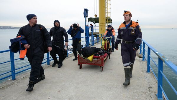 Поисково-спасательная операция на месте крушения самолета Ту-154 в Черном море у берегов Сочи. 28 декабря 2016