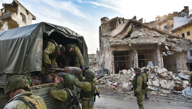 Работа инженеров Международного противоминного центра Вооруженных Сил России в освобожденном Алеппо