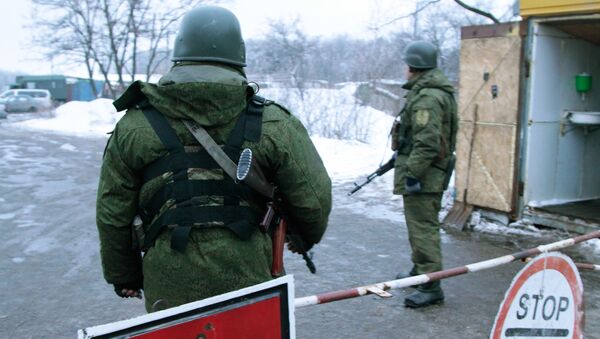 Блок-пост на окраине Горловки Донецкой области перед обменом военнопленными между ДНР и Украиной. 29 декабря 2016