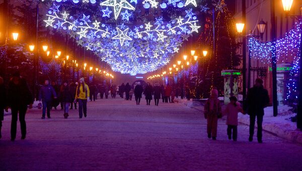Новогодняя иллюминация на территории Казанского кремля