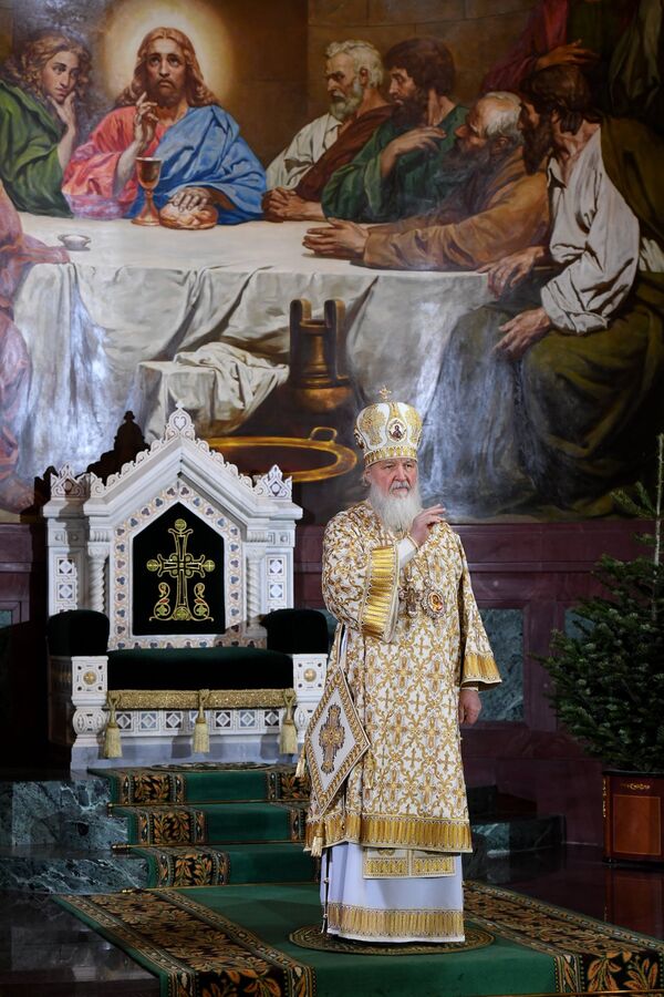Патриарх Московский и всея Руси Кирилл на Рождественском богослужении в храме Христа Спасителя