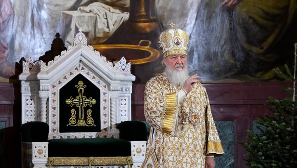 Патриарх Московский и всея Руси Кирилл на Рождественском богослужении в храме Христа Спасителя