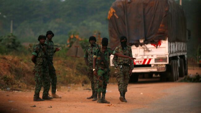 Военнослужащие-мятежники, захватившие город Буаке в Кот-д`Ивуаре, 6 января 2017