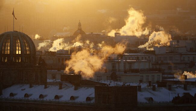 Морозное утро в Праге, Чехия. Архивное фото