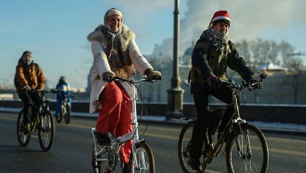 Участники Второго зимнего Московского Велопарада