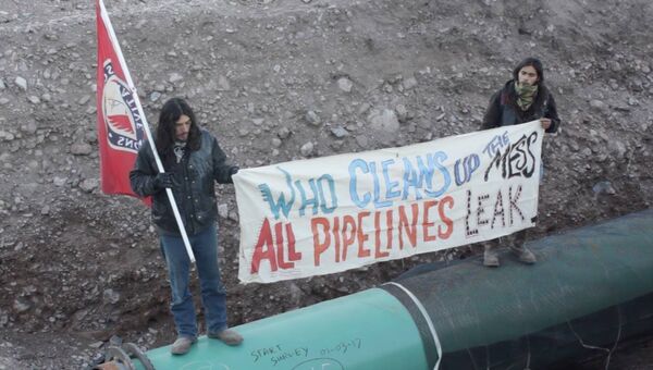 Акция протеста против строительства газопровода компании Trans-Pecos в американском штате Техас. 8 января 2017