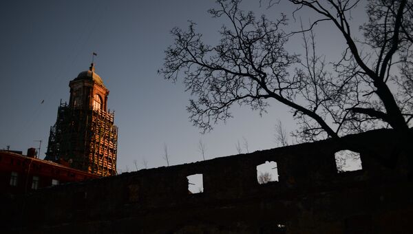 Часовая башня в городе Выборг. Архивное фото