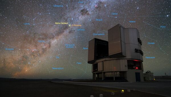 Телескоп VLT на фоне созвездий