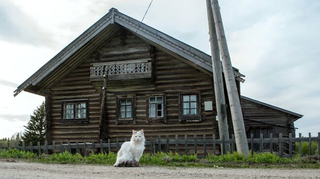 Жилой деревянный дом в деревне Кинерма в Карелии