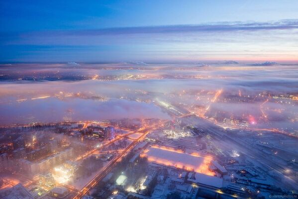Москва под облаками. Вид в сторону Шереметьевской улицы
