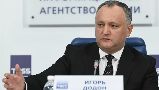 Президент Молдовы Игорь Додон во время пресс-конференции в Москве. 17 января 2017