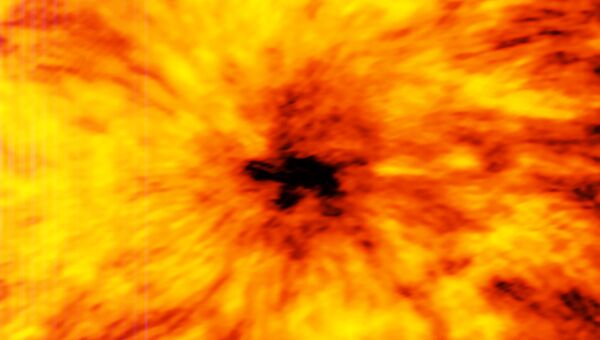 Пятно на Солнце, снимок с телескопа ALMA