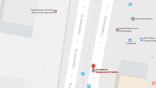 Скриншот карты Калинингада сервиса Google Maps