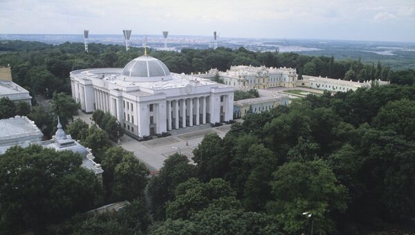 Вид на здание Президиума Верховного Совета УССР. Ныне - Рада