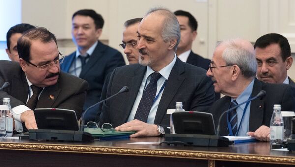 Постоянный представитель Сирии при ООН и глава делегации правительства Сирии Башар аль-Джафари на международной встрече по сирийскому урегулированию в Астане