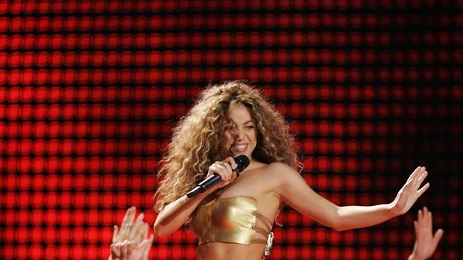 Шакира во время выступления на 49th Annual Grammy Awards в Лос-Анджелесе. 2007 год 