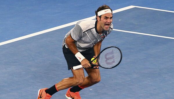 Роджер Федерер в матче против Рафаэля Надаля в финале Australian Open, 29 января 2017