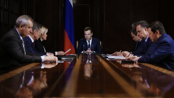 Председатель правительства РФ Дмитрий Медведев проводит совещание с вице-премьерами РФ. 30 января 2017