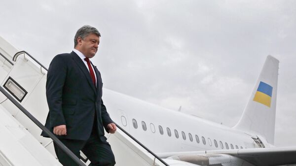 Президент Украины Петр Порошенко во время церемонии встречи в аэропорту Берлина