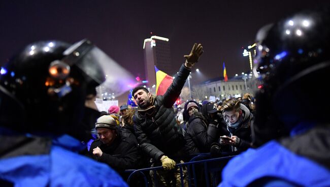 Акции протеста в Румынии, 1 февраля 2017. Архивное фото