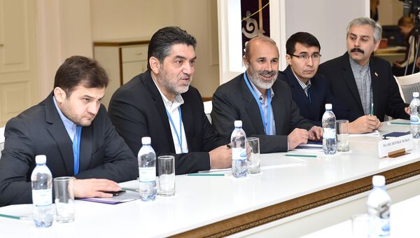 Участники заседания совместной оперативной группы России, Турции и Ирана по контролю за перемирием в Сирии, проходящего в Астане. 6 февраля 2017