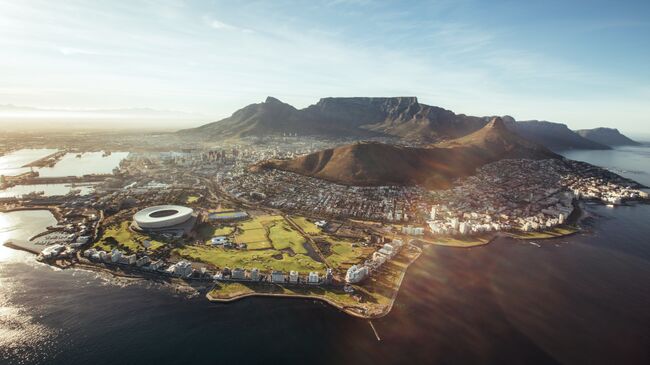 Кейптаун с высоты птичьего полета, Южная Африка. Архивное фото