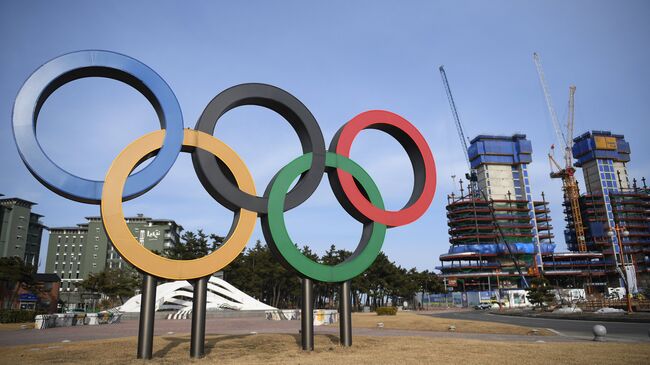 Олимпийские кольца в олимпийском парке в Пхенчхане. Архивное фото