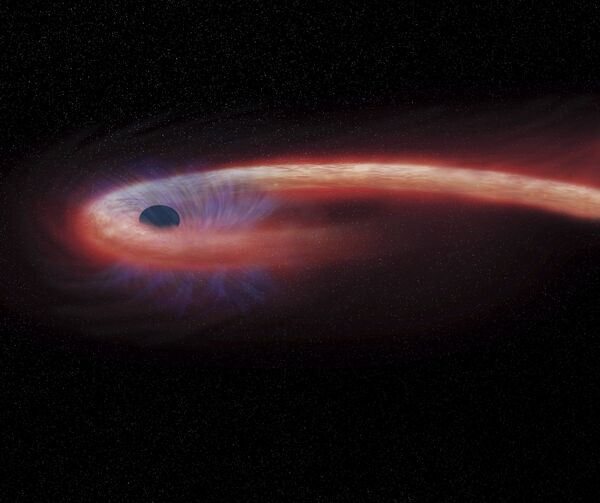 Так художник представил себе суперпрожорливую черную дыру в созвездии Девы