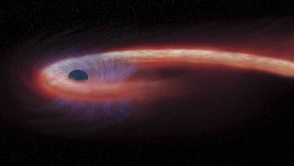 Так художник представил себе суперпрожорливую черную дыру в созвездии Девы